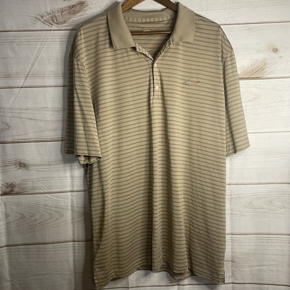 Greg Norman For Tasso Elba Golf Polo Shirt Mens XXL PlayDry Striped Short Sleeve